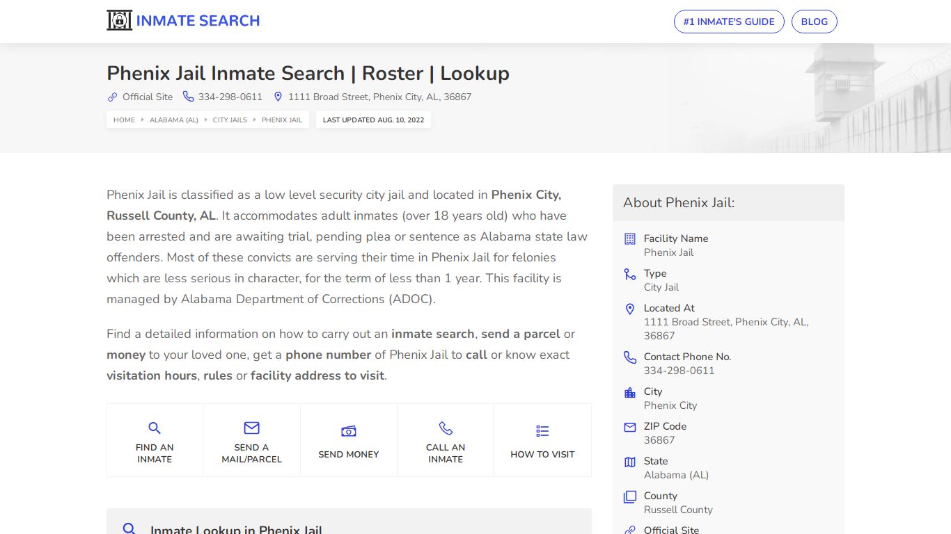 Phenix Jail Inmate Search | Roster | Lookup