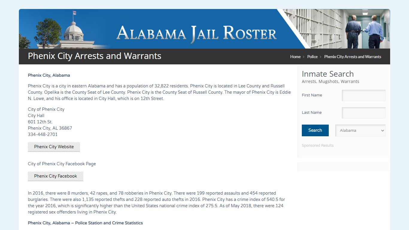 Phenix City Arrests and Warrants | Alabama Jail Inmate Search